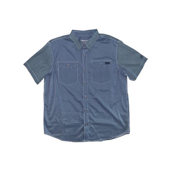 Drake Men’s Large Blue Check Short Sleeve Button Up Fishing Shirt Vented Outdoor - Picture 3 of 14